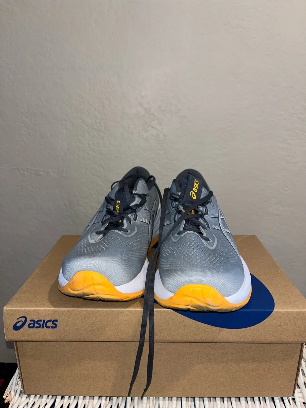 ASICS Men's Gray Athletic Running Shoes with Orange Outsole (Gel-Cumulus 28)